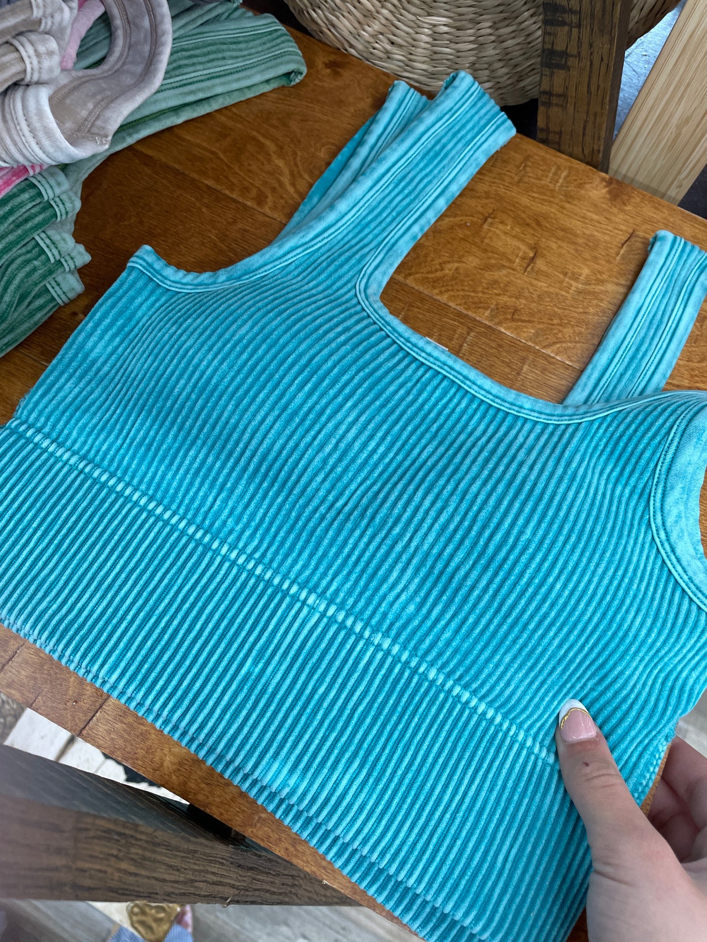 Washed Ribbed Seamless Brami With Pads - 9 Colors