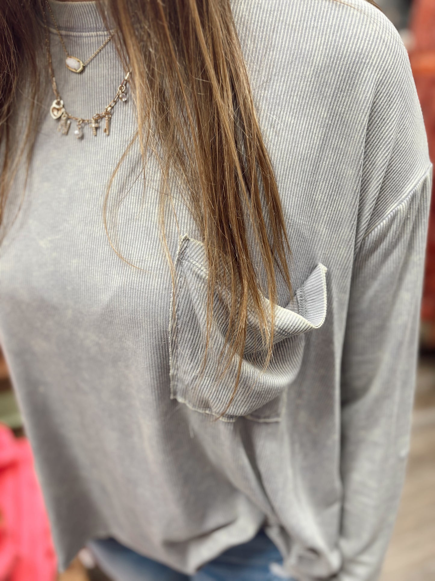 Daydream Washed Long Sleeve Top - Sleet