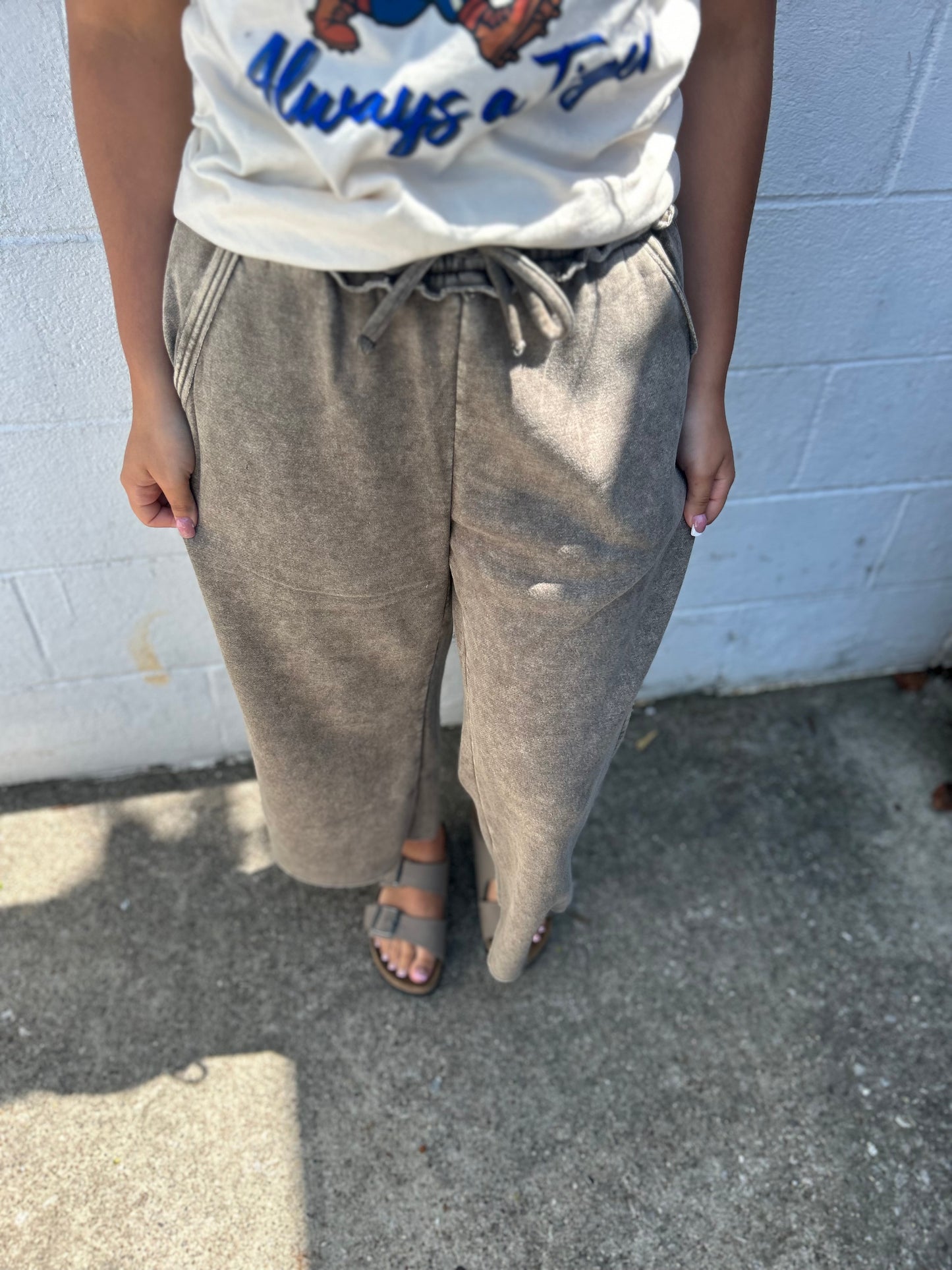 DOORBUSTER Acid Wash Flare Pants - Dark Olive