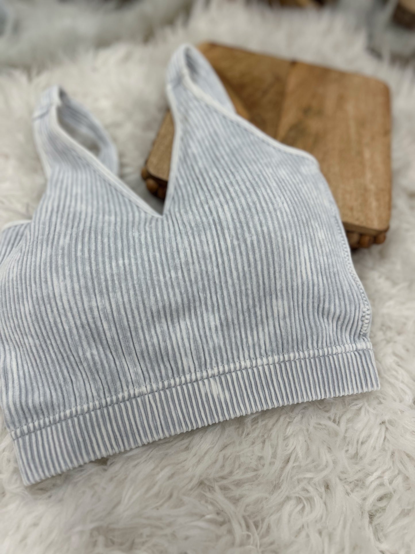 DOORBUSTER Ribbed Bralette - Lt Grey