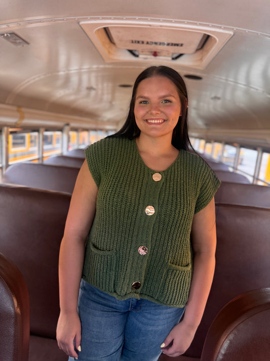 Bushel & A Peck Button Sweater - Army