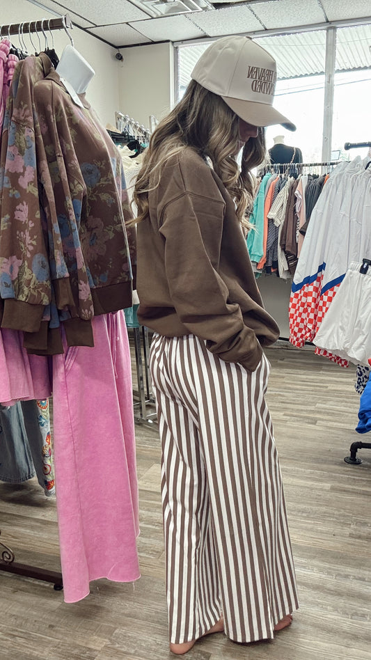 Gameday Striped Pants - Mocha