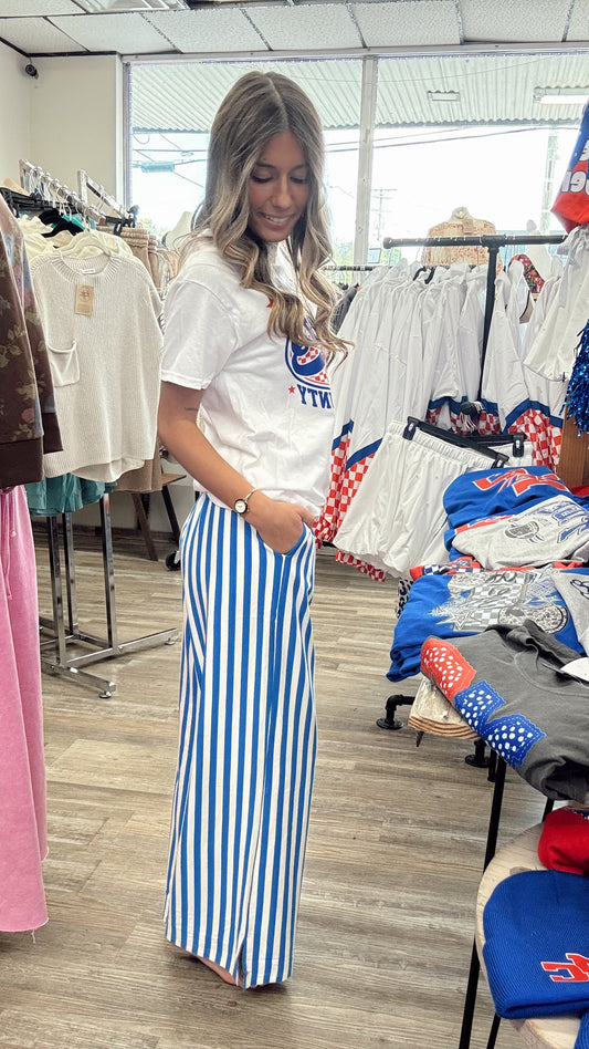 Gameday Striped Pants - Ocean