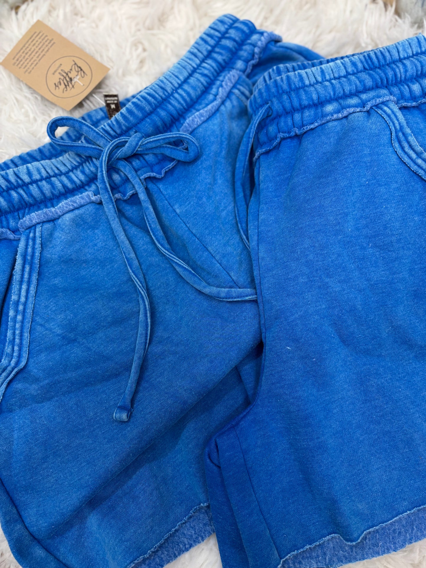 DOORBUSTER Acid Wash Shorts - Ocean Blue