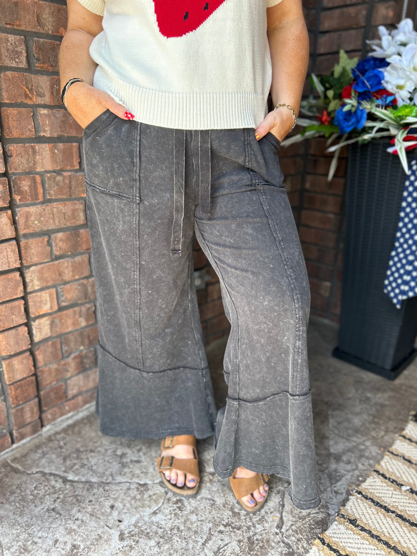 Talk Sweet To Me Flare Pants - Ash Black