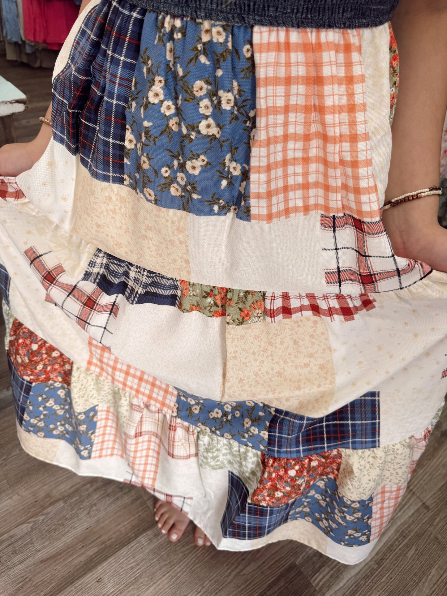 Willow Whisper Patchwork Maxi Dress