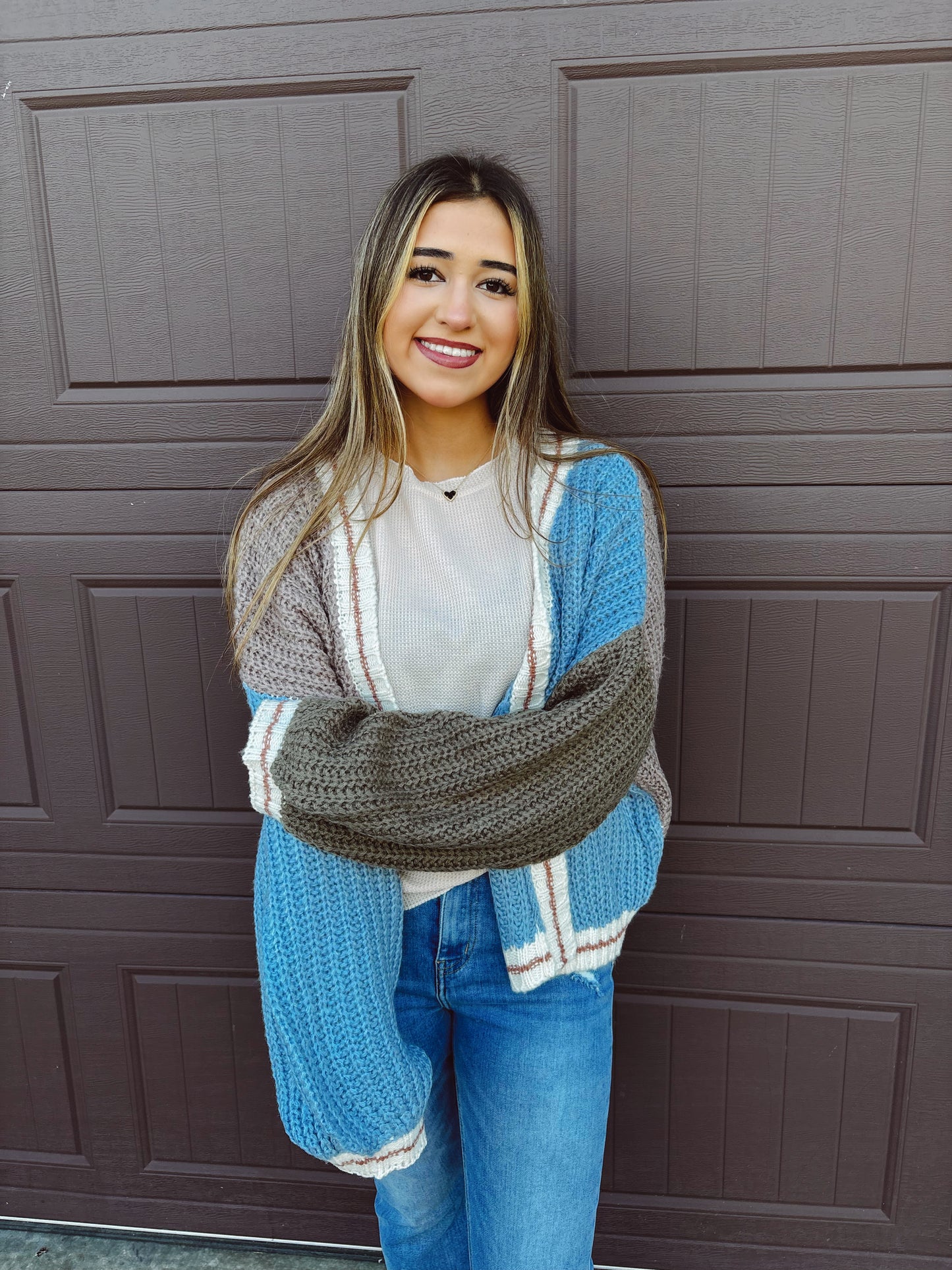 Hayride Honey Chunky Cardigan - Blue