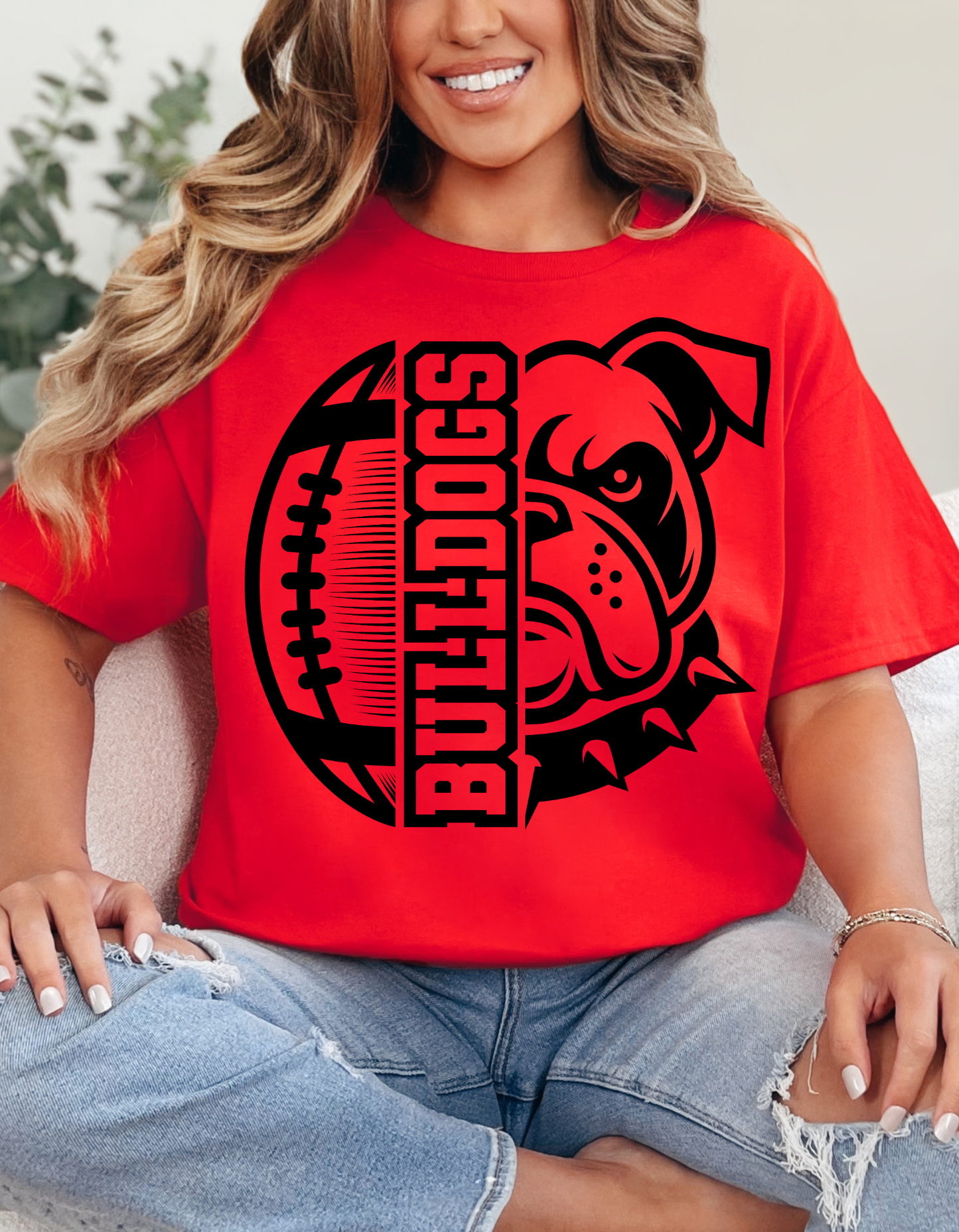 Bulldog Half Football Graphic Tee