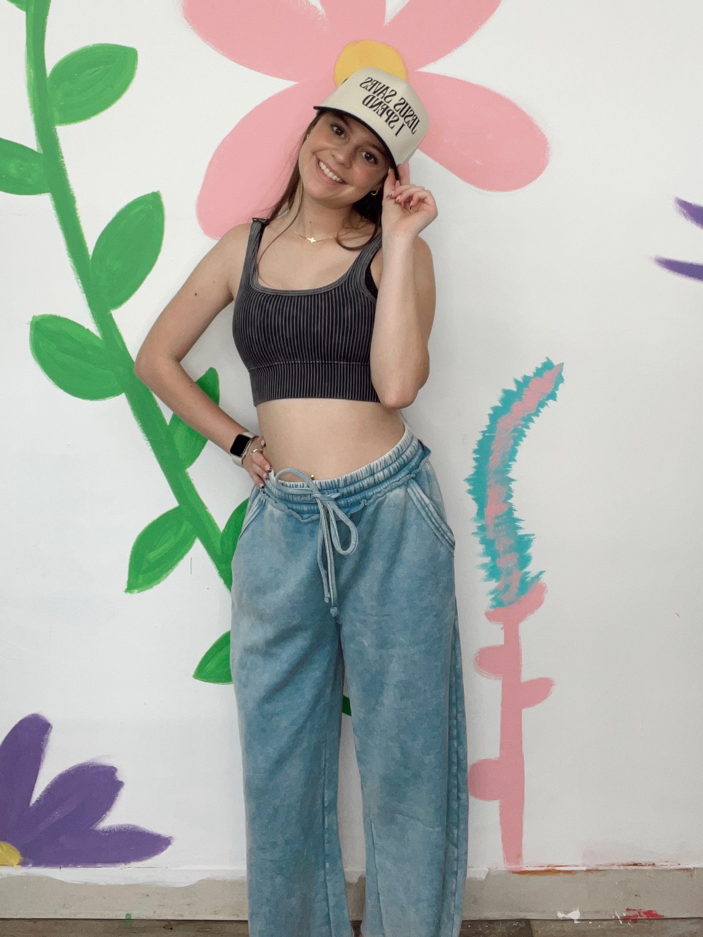 Total Package Acid Wash Pants - Blue Grey