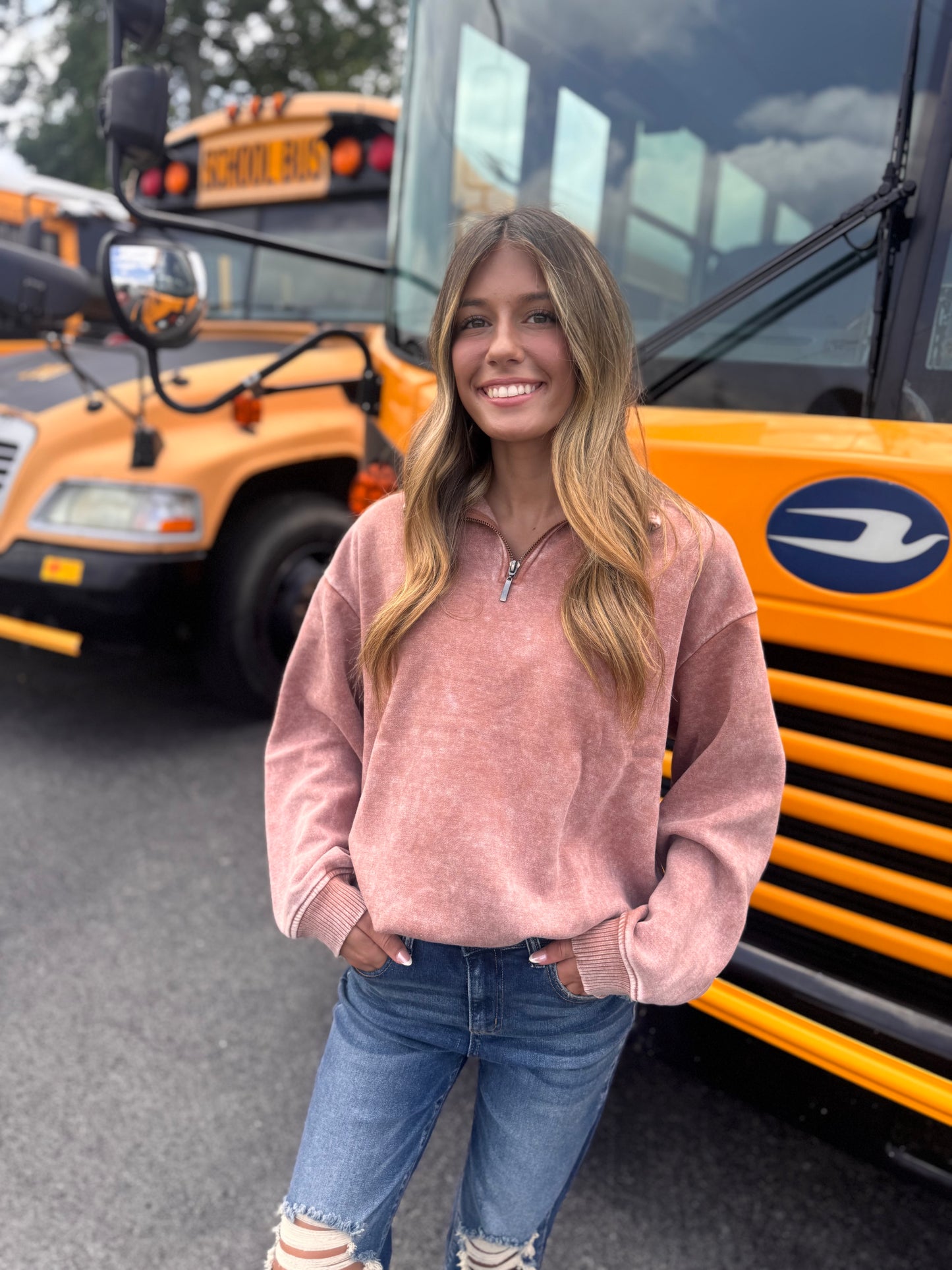 More Ya Know Quarter Zip Sweatshirt - Rust