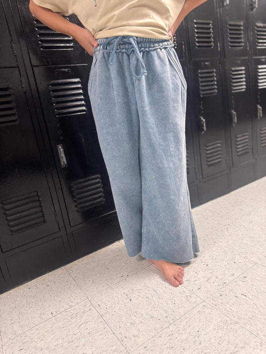 DOORBUSTER Acid Wash Flare Pants - Blue Grey