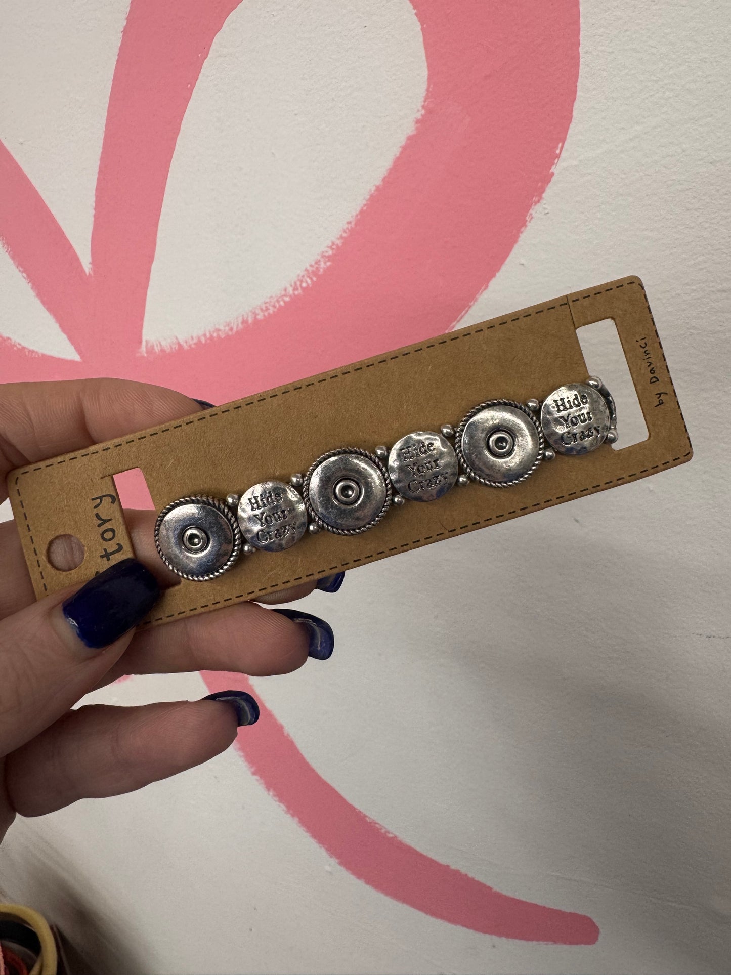 Hide Your Crazy Bullet Western Stretch Bracelet - Silver