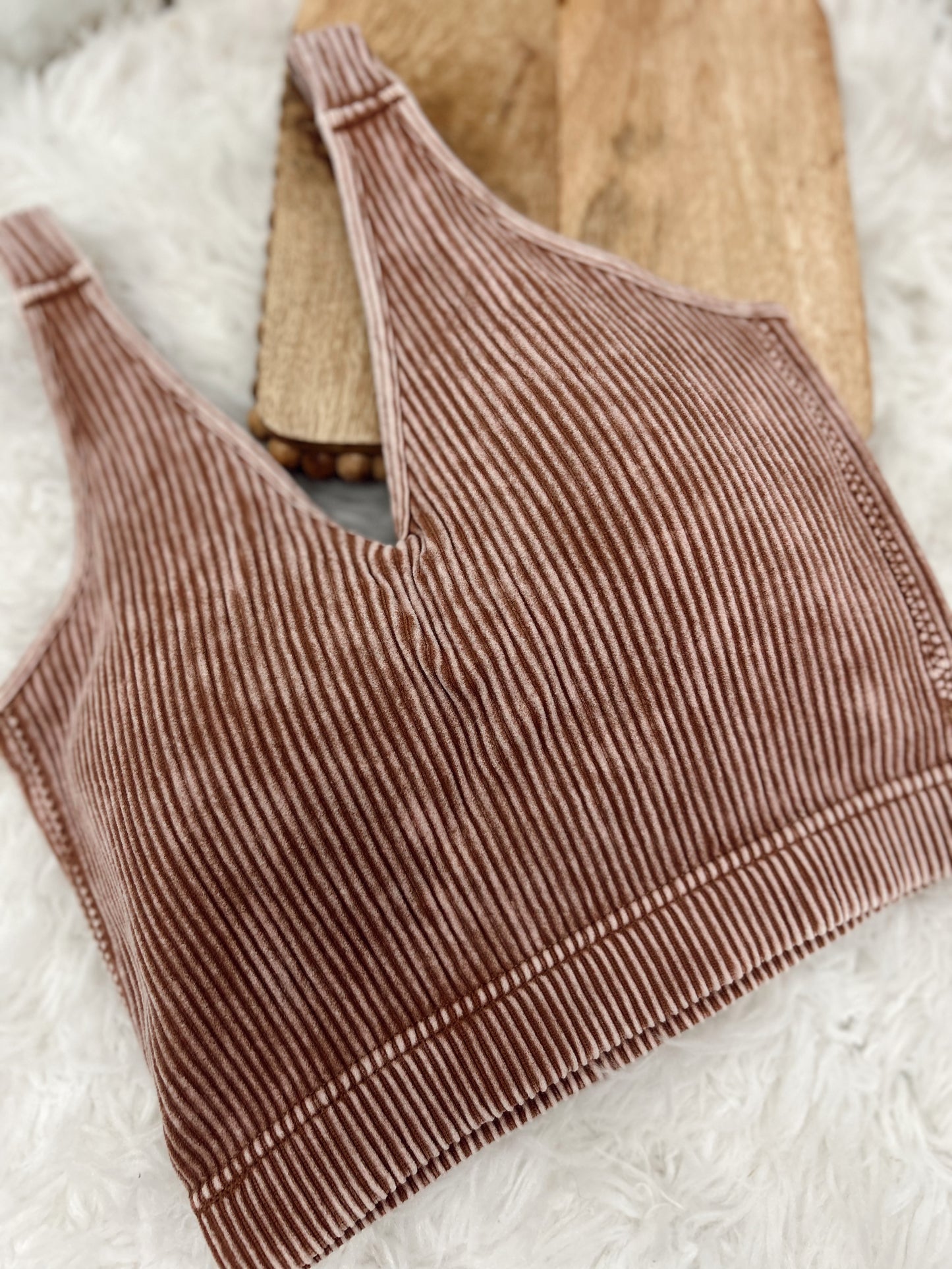 DOORBUSTER Ribbed Bralette - Deep Camel