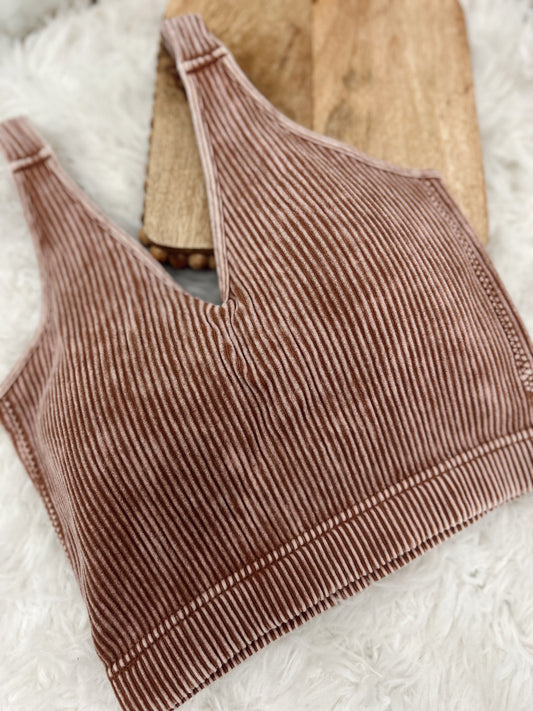 DOORBUSTER Ribbed Bralette - Deep Camel