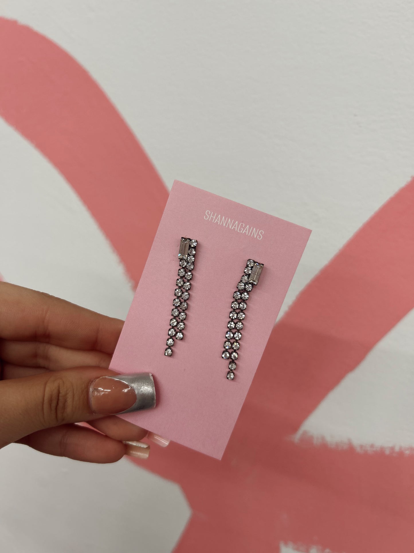 Dangle Stud Rhinestone Silver Earrings (25)