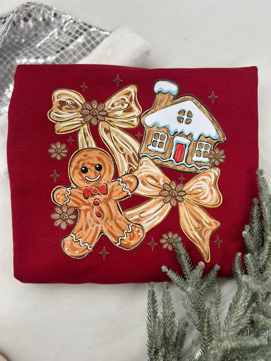 Gingerbread Man & House With Bows Graphic Tee