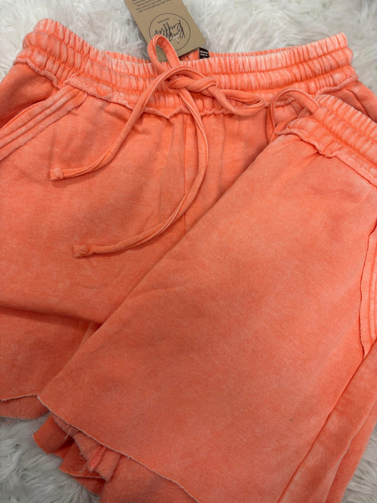 DOORBUSTER Acid Wash Shorts - Coral