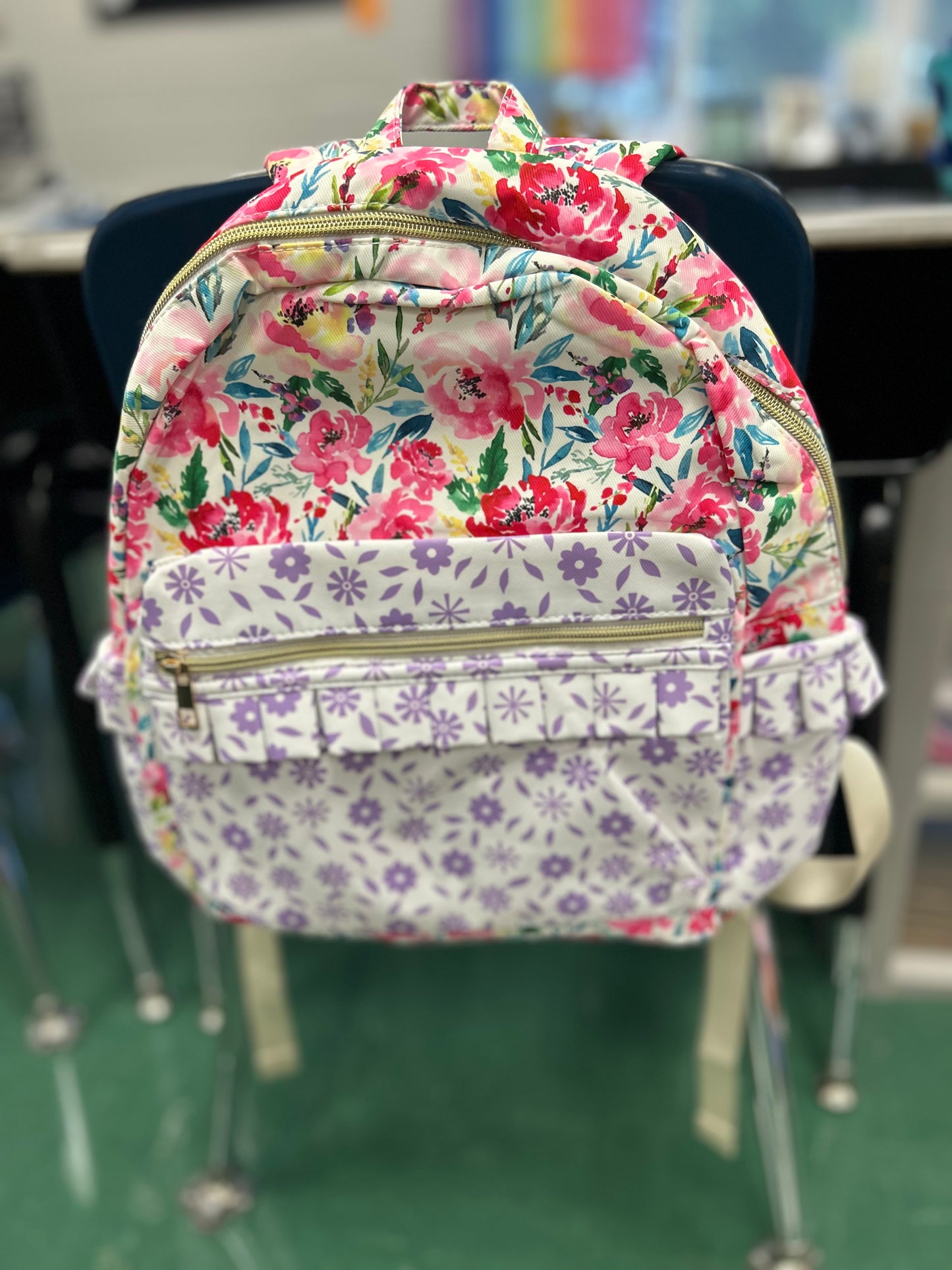 Hot Pink Flower Ruffle Backpack