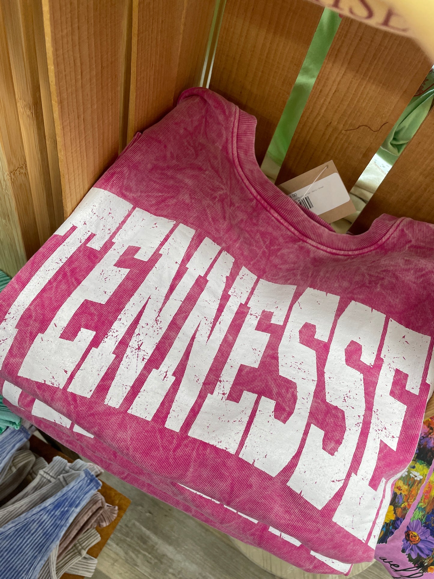 Tennessee Graphic Long Sleeve Corded Boyfriend Tee - Berry