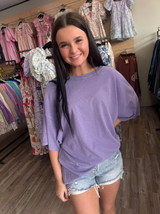 Everyday Me Mineral Wash Top - Dusty Purple