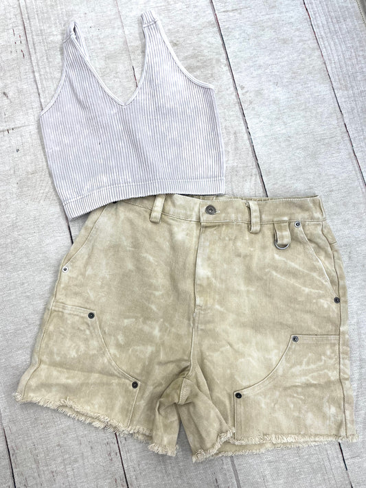 Tell Me More Raw Edge Jean Shorts - Beige