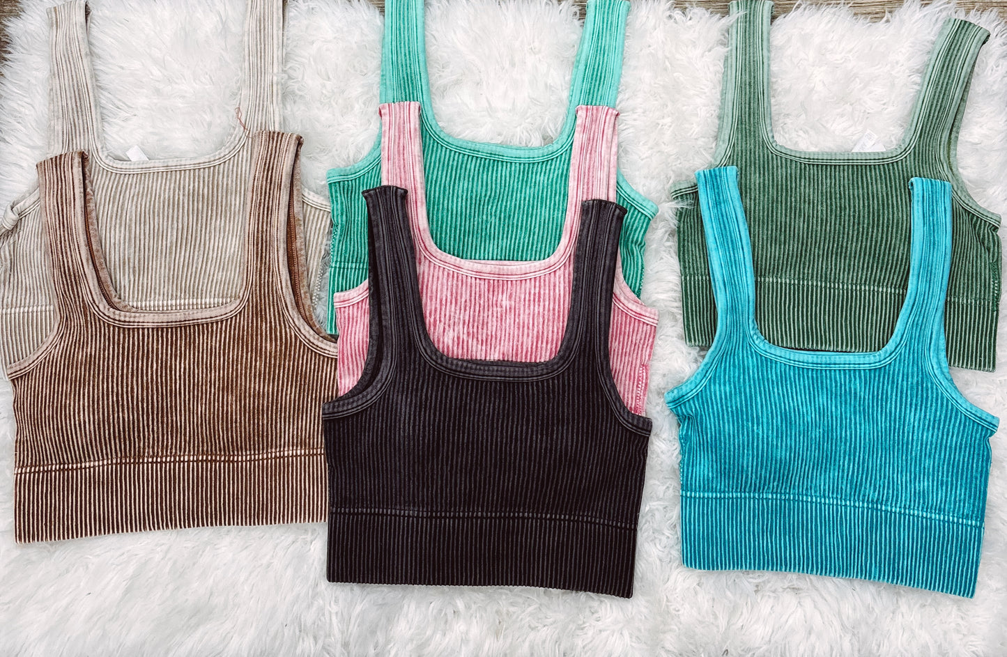 Washed Ribbed Seamless Brami With Pads - 9 Colors