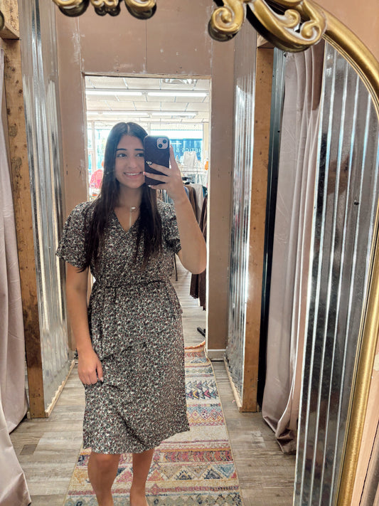 DB - Floral Olive Midi Dress