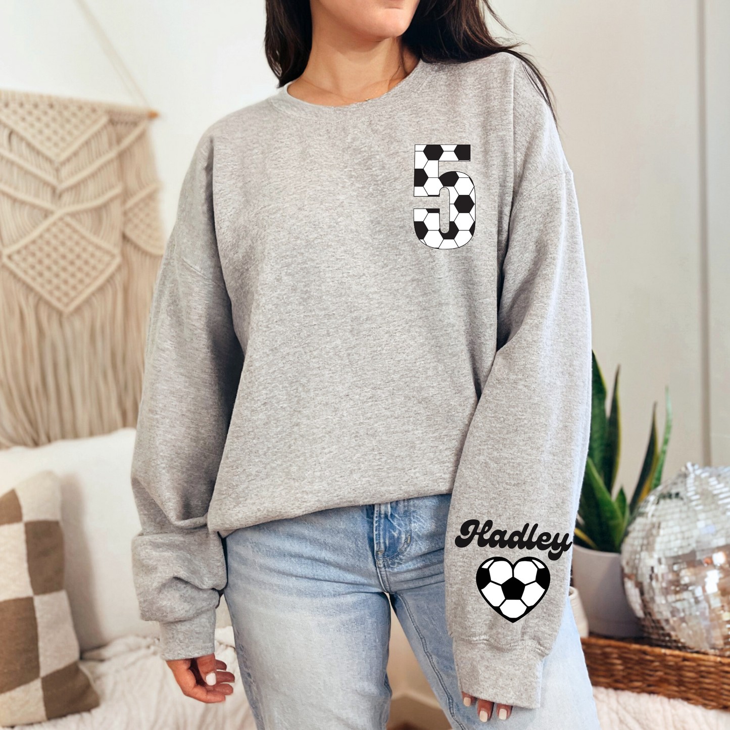 Custom Sports Number Crewneck Sweatshirt