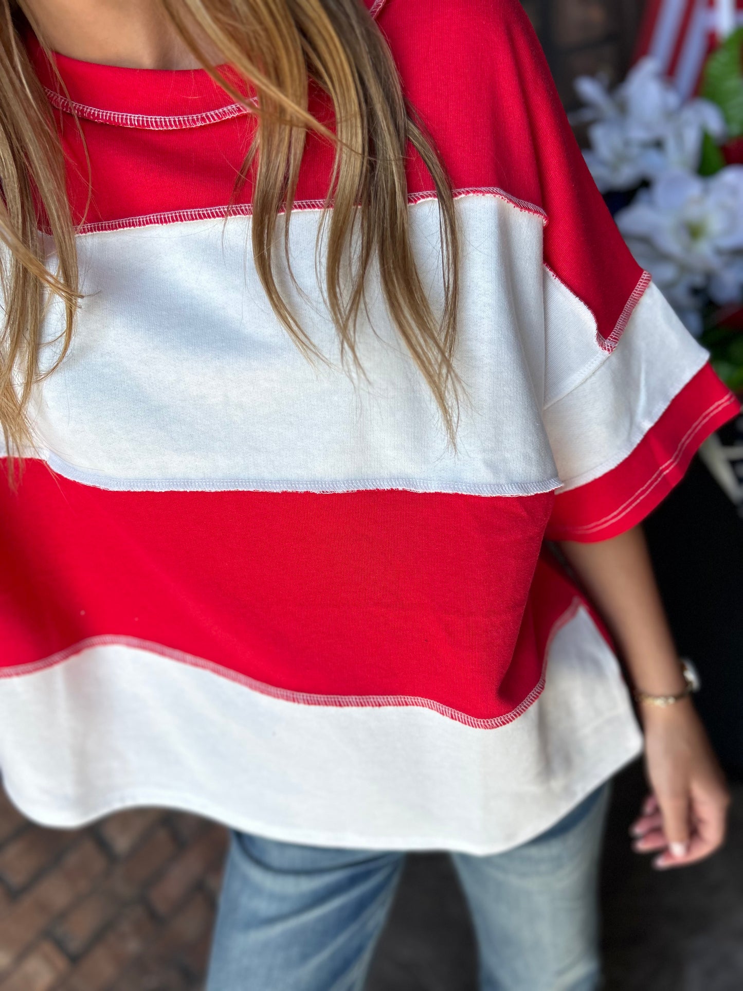 Not Today Striped Top - Red