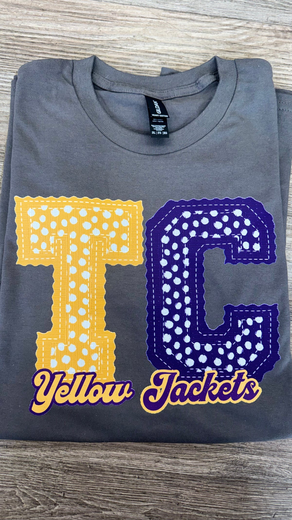 TC Searsucker Yellow Jackets Charcoal Gildan Graphic Tee - TSABR