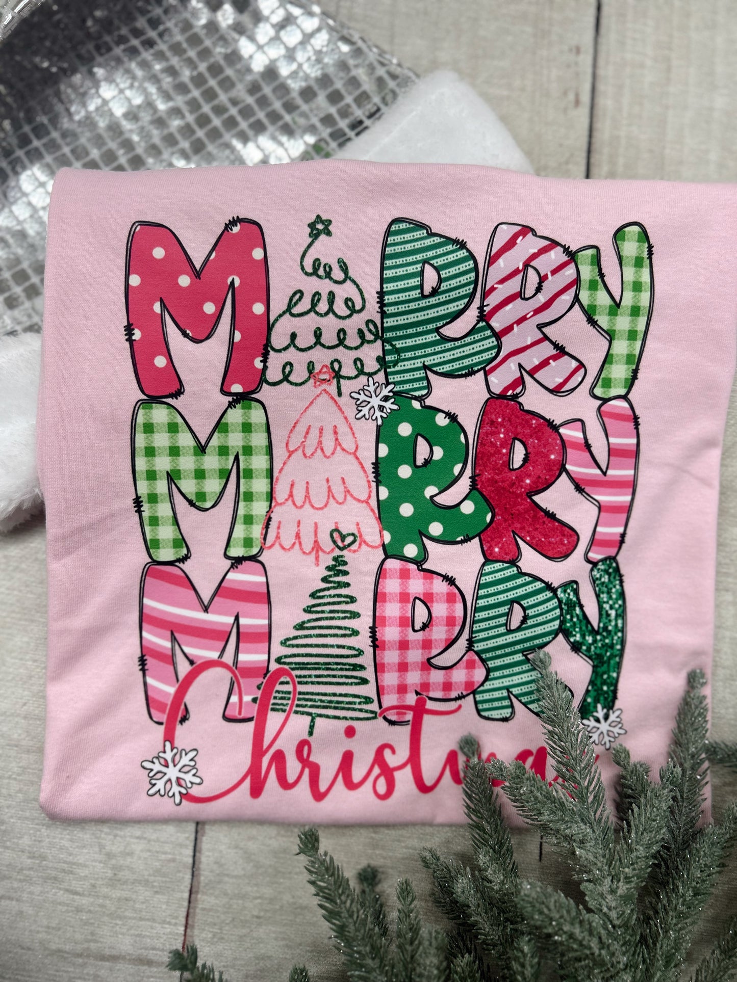 Merry x3 Christmas Trees Graphic Tee