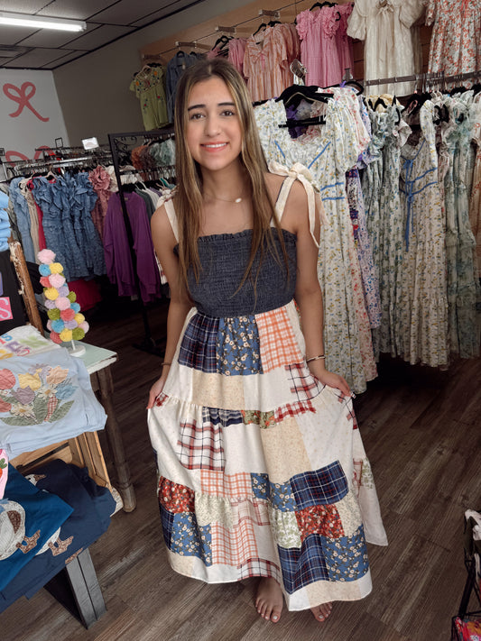Willow Whisper Patchwork Maxi Dress