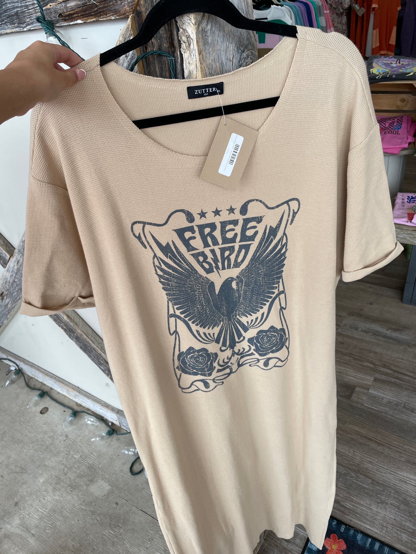 Free Bird Vintage Graphic Maxi - Taupe