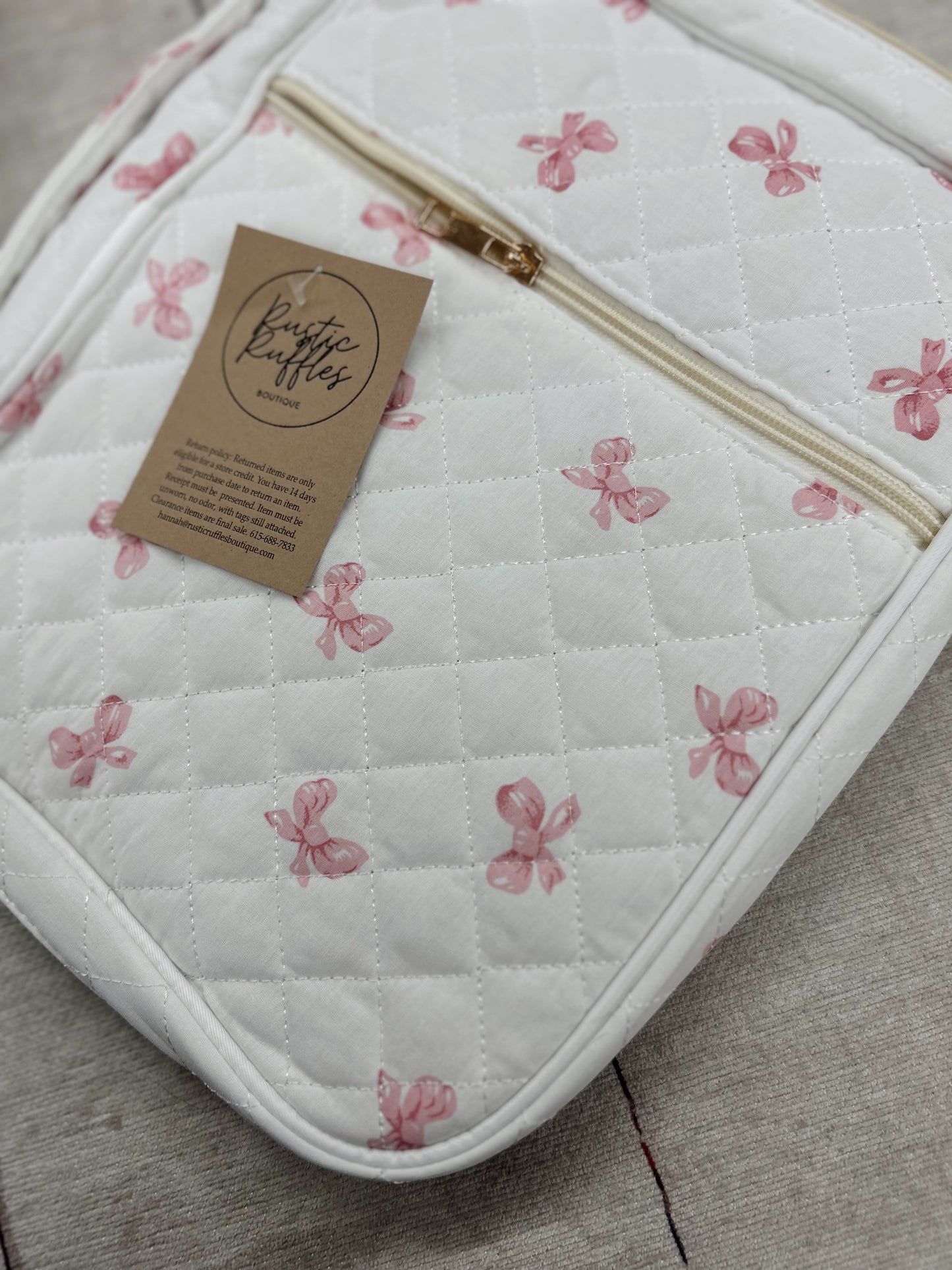 Bible Cover Case - White Pink Bow