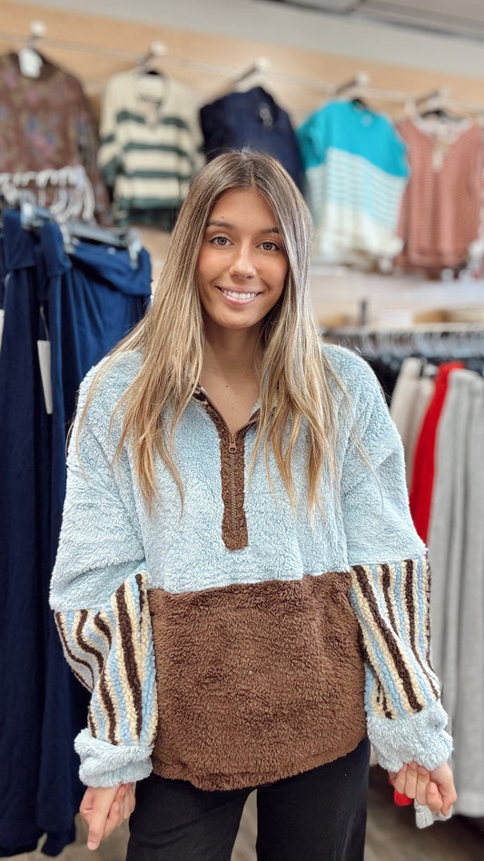 Cozy Little Thing Half-Zip Pullover - Blue