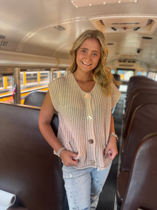 Bushel & A Peck Button Sweater - Sand Beige