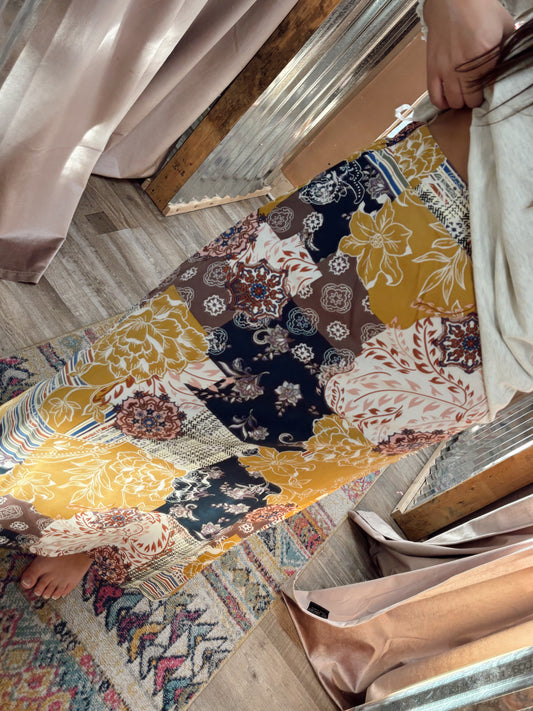 DB - Mustard & Navy Floral Skirt