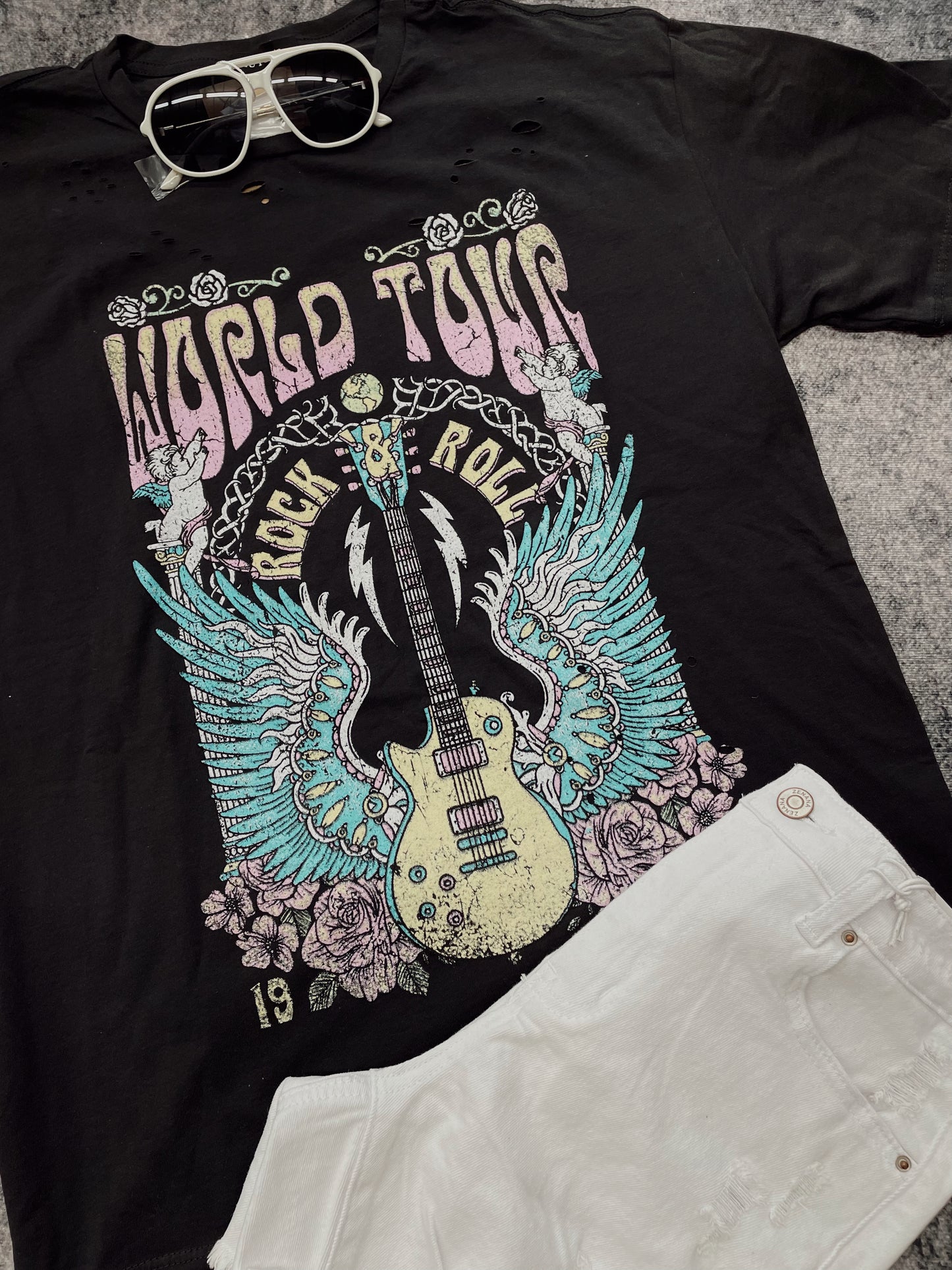 World Tour Rock & Roll Graphic Tee - Black