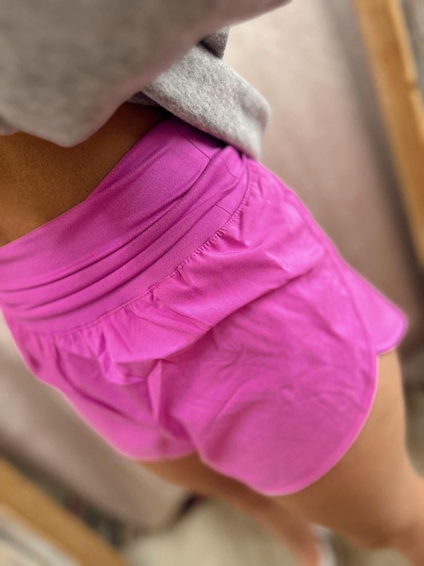 Work It Out Fold-Over Running Shorts - Bright Mauve