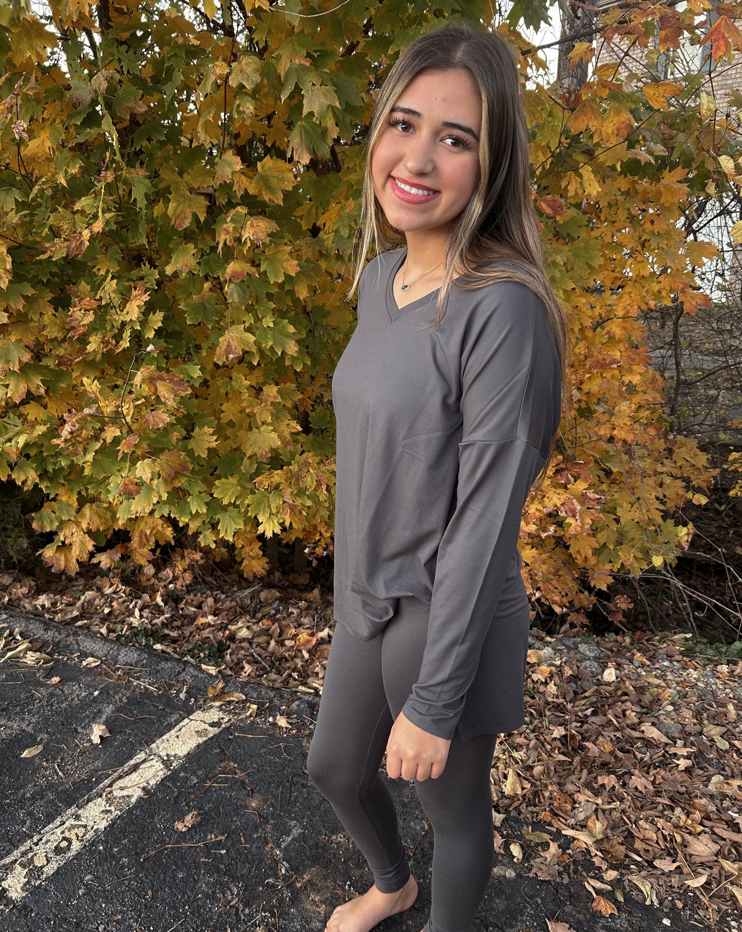 Simply Yours 2 Piece Legging Set - Ash Grey