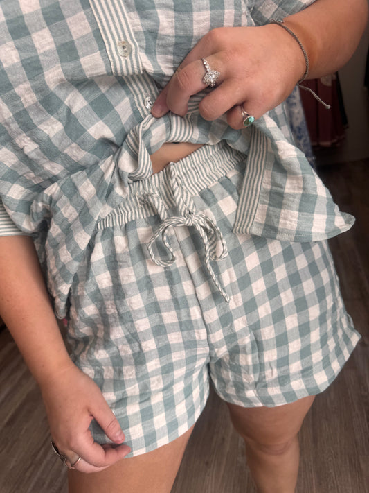 Safe & Sound Gingham 2 Piece Set - Sage