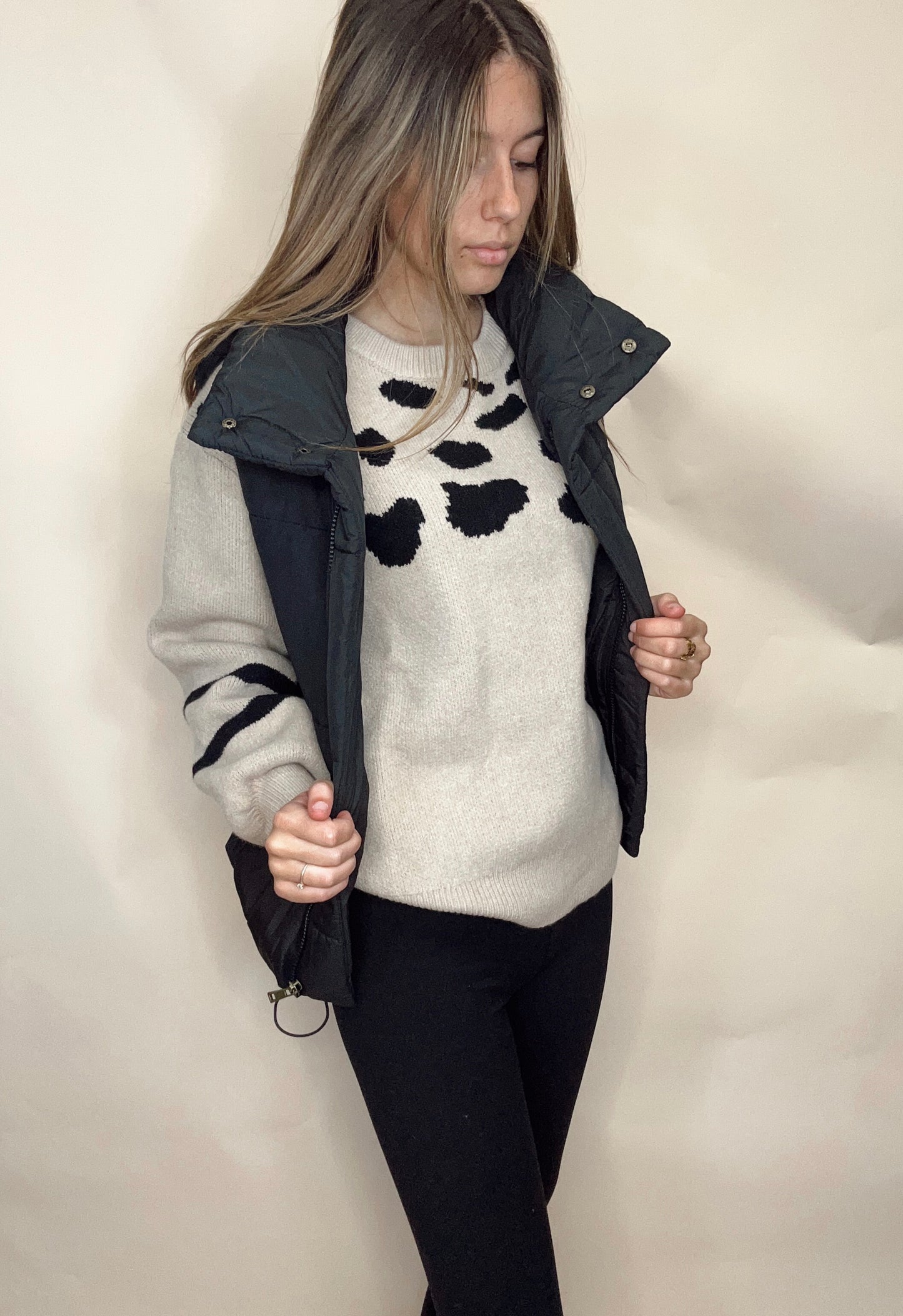 All Smiles Here Puffer Vest - Black