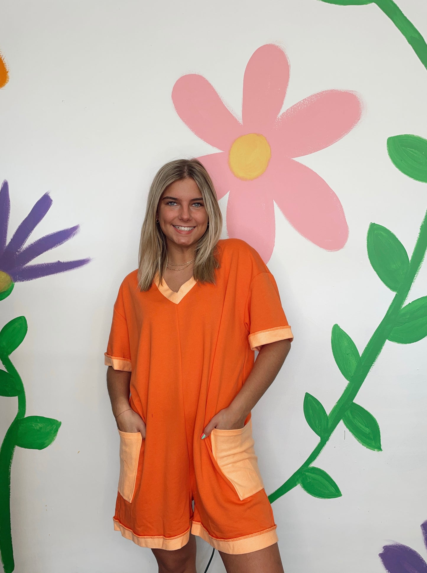 Aren't You Glad Orange Romper