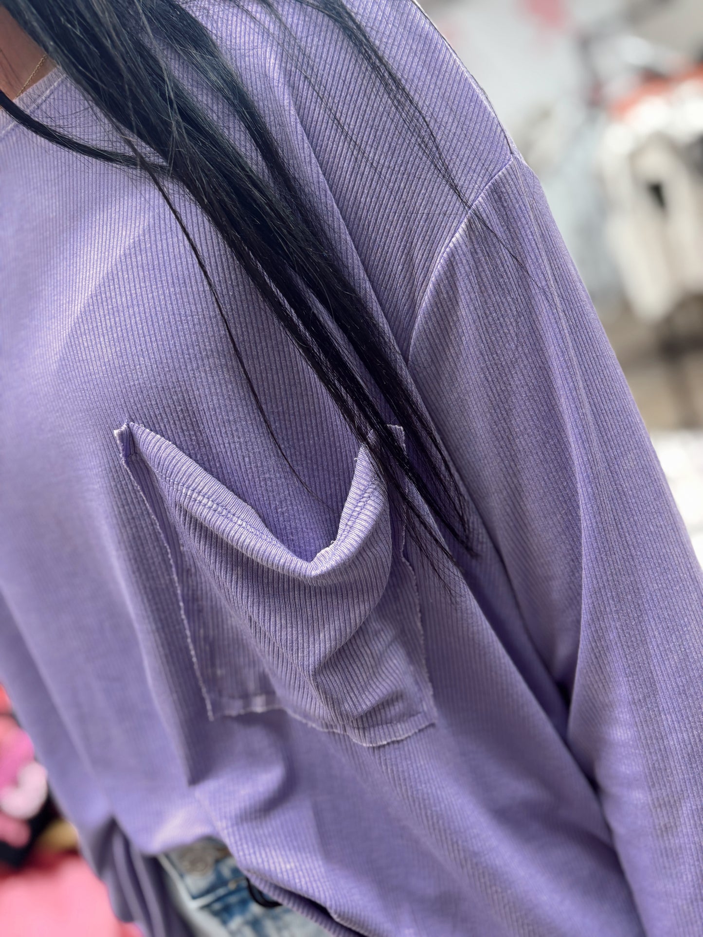 Daydream Washed Long Sleeve Top - Lavender