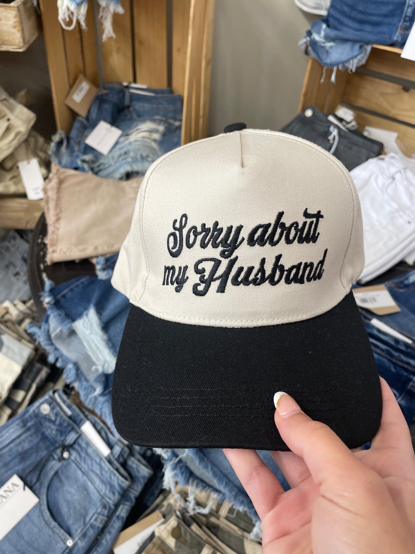 Sorry About My Husband Cap - Black