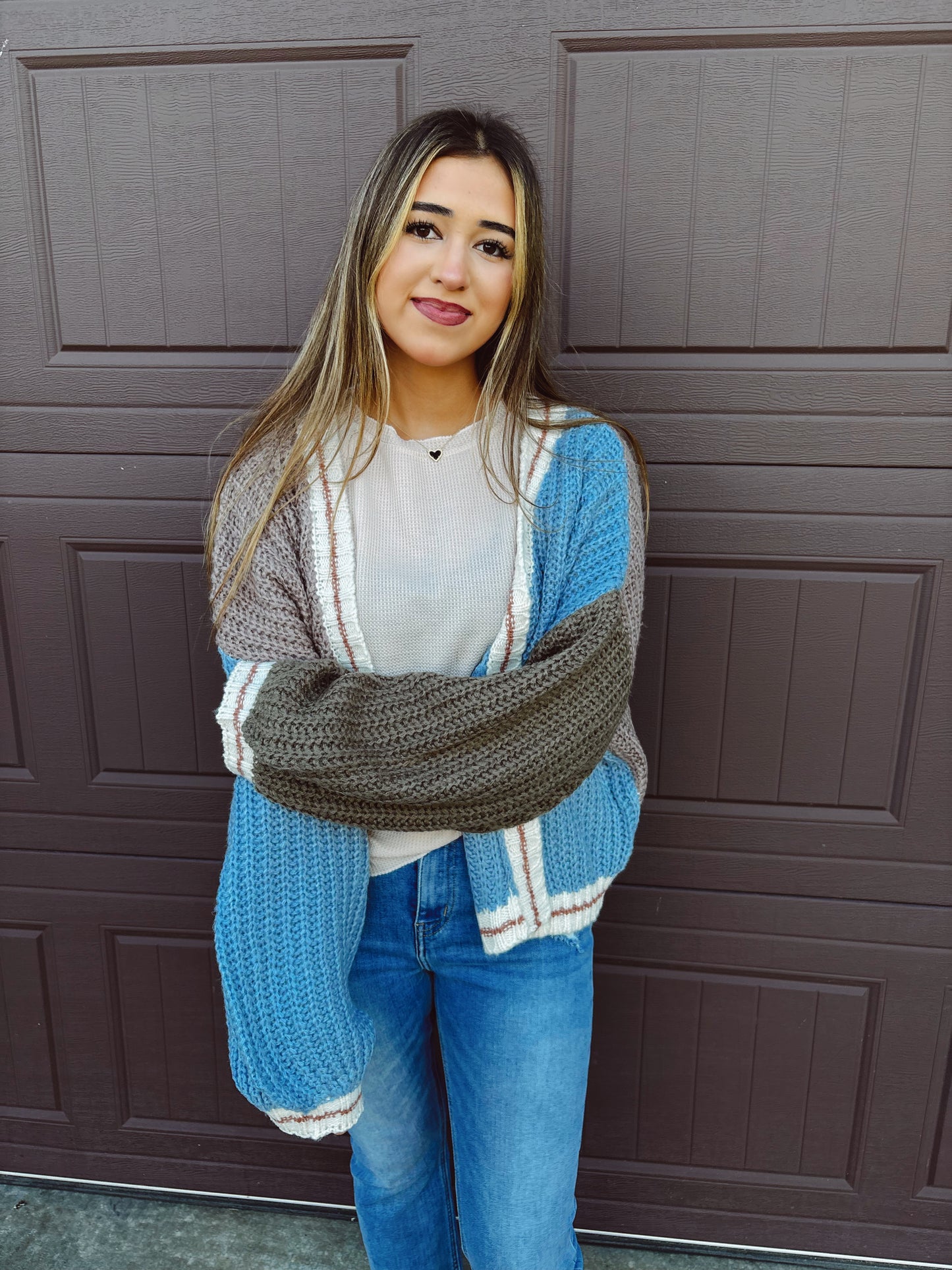 Hayride Honey Chunky Cardigan - Blue