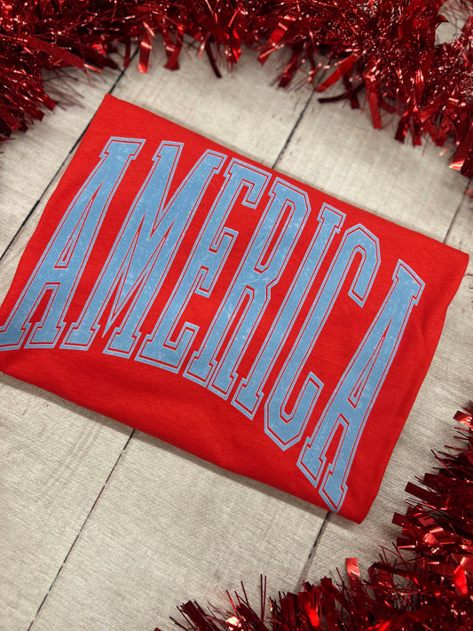 America Blue Ink Graphic Tee