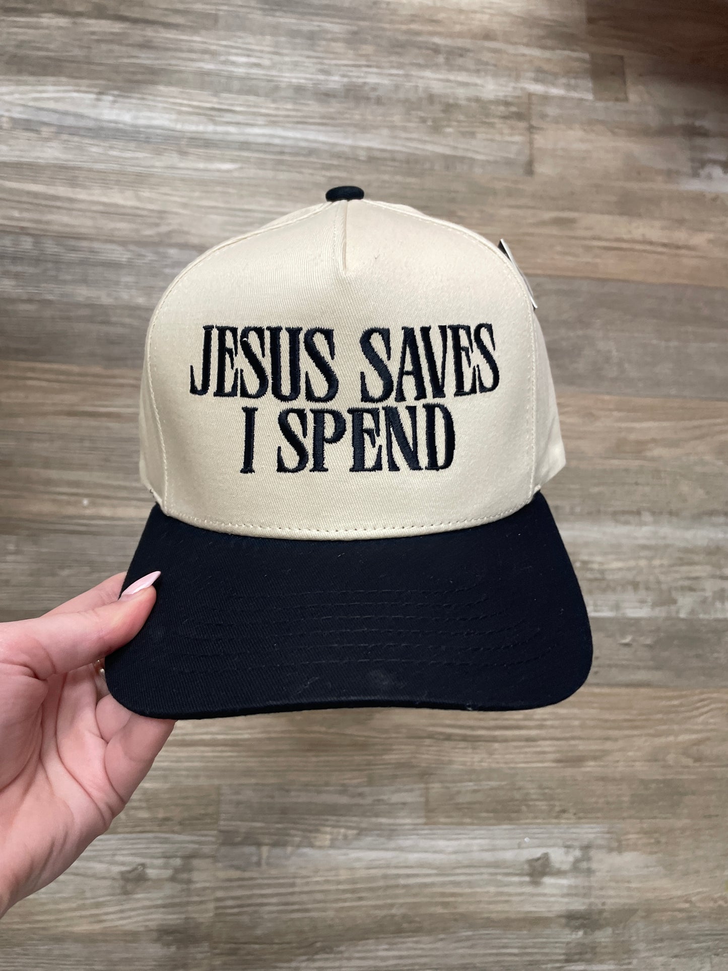 Jesus Saves I Spend Ball Cap - Black