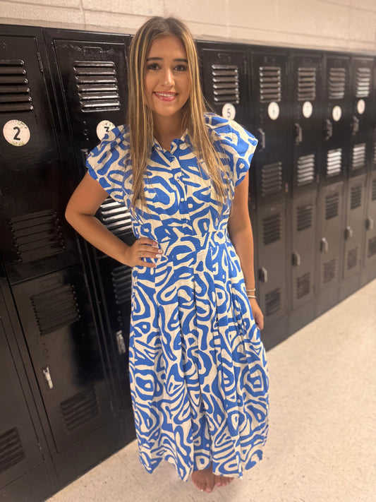 Hanging Around Midi Dress - Royal Blue