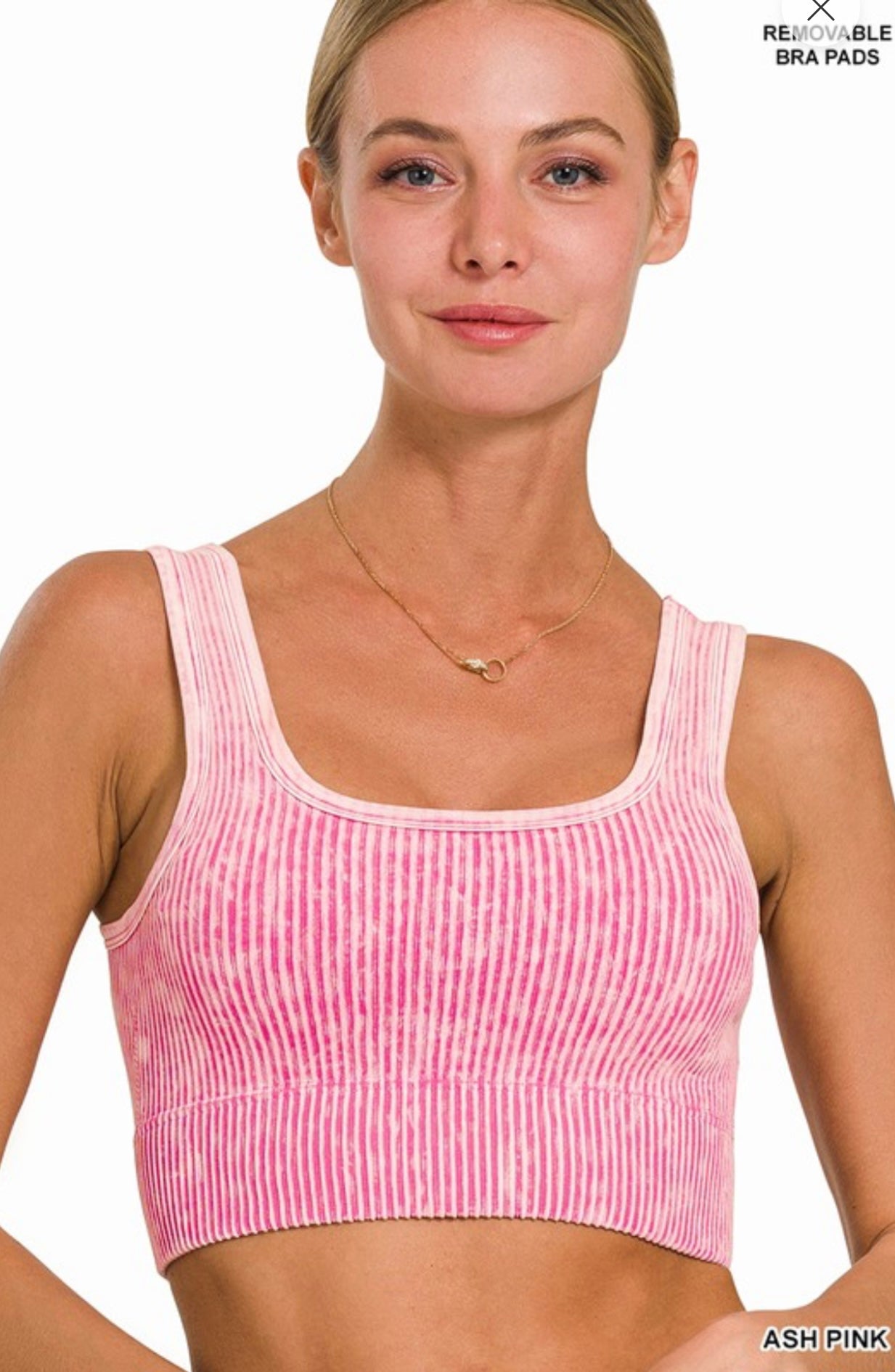 Washed Ribbed Seamless Brami With Pads - 9 Colors